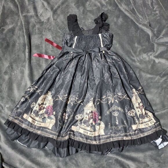 Wicked Silk Goth lolita cute bird cage baby doll dress S, Small - Picture 6 of 7